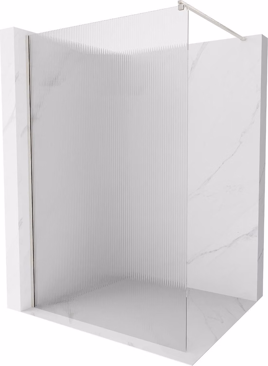 Mexen Kioto parete doccia Walk-in 110 x 200 cm, righe 8 mm, nichel spazzolato - 800-110-101-97-09