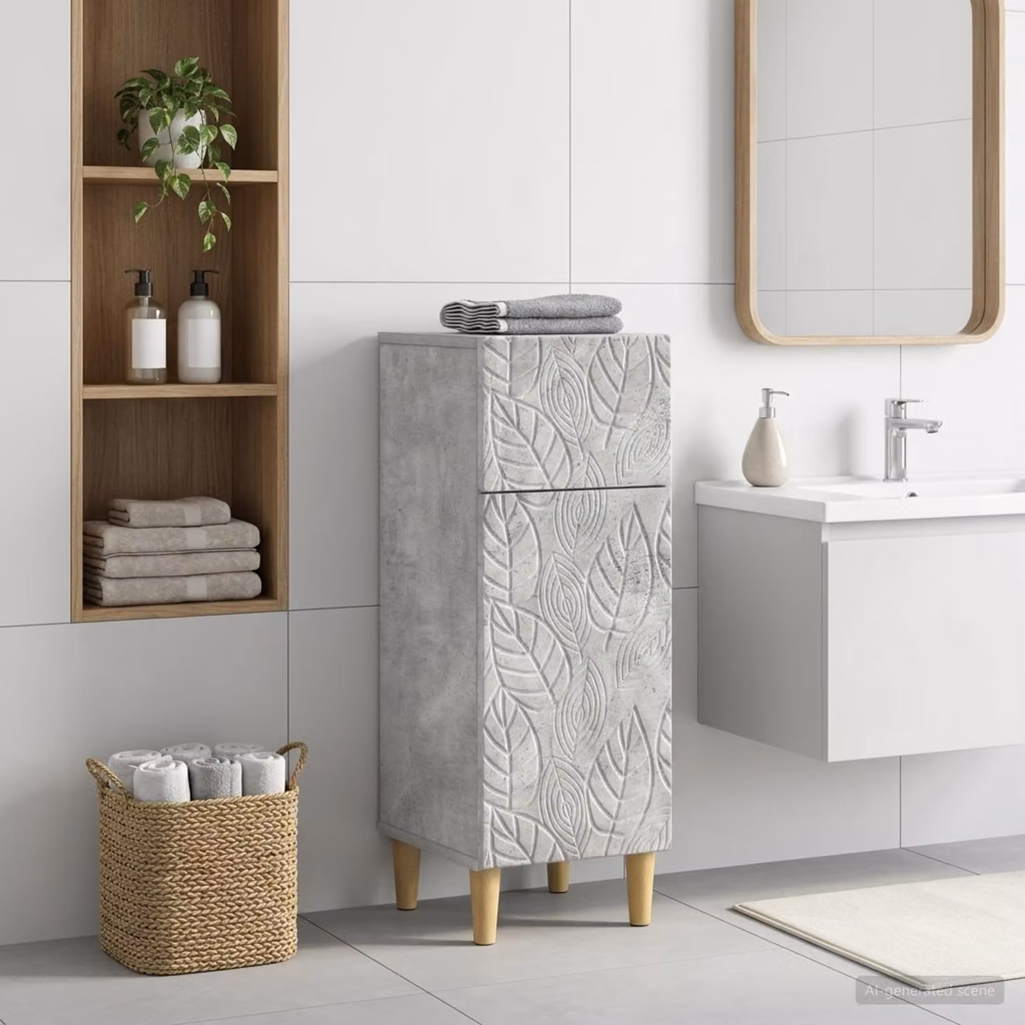 vidaXL Mobiletto da Bagno DELFT Moderno Grigio con Ante a Battente L/P/H: 30 x 31 x 80 cm