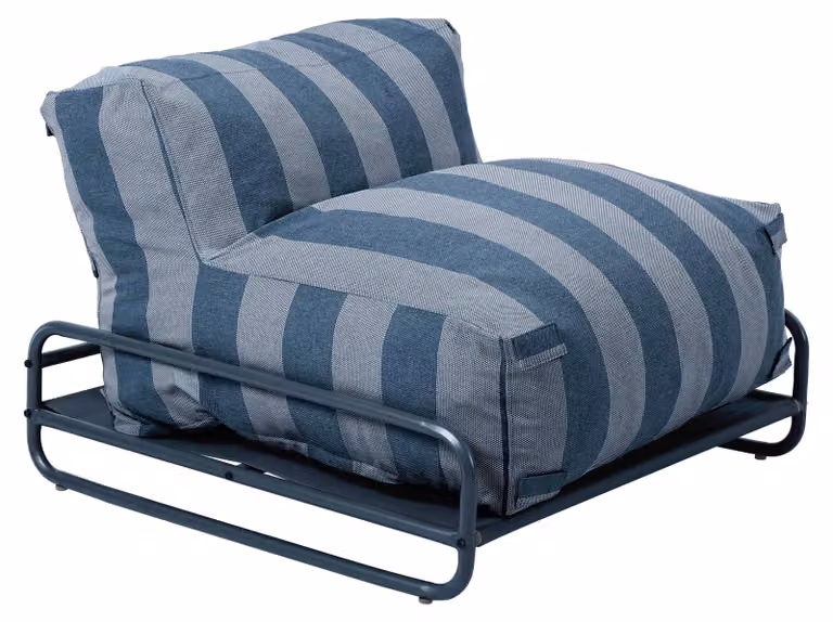 Poltrona da giardino modulare a righe con struttura blu Pacifico - Oviala Mixi