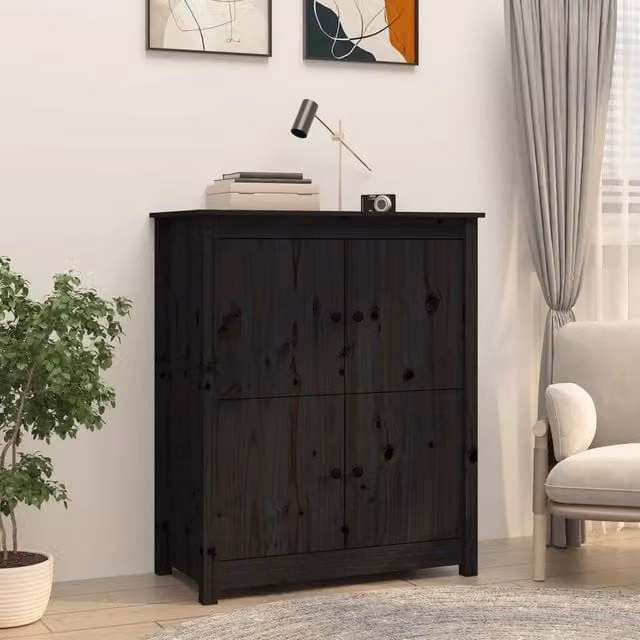 Credenza Buffet Armadio da Cucina Design Mania in Legno Massello di Pino Nero L: 83 cm, P: 41,5 cm, H: 100 cm – 1