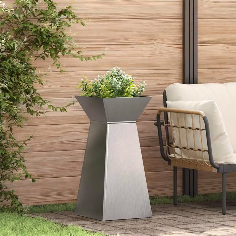 Vaso a Pilastro vidaXL in Acciaio Inox Argento L/P/H: 35 x 35 x 73 cm