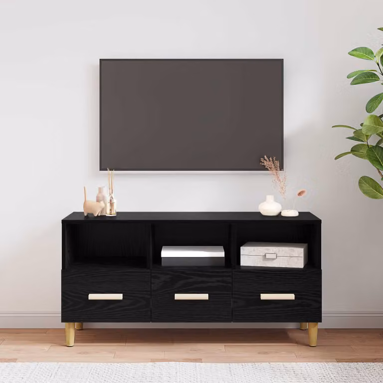 Mobile TV vidaXL moderno in legno ingegnerizzato Rovere Nero L: 102 cm, P: 36 cm, H: 50 cm