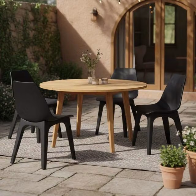 Set di 4 sedie da esterno DMORA in plastica nera antracite opaca per giardino e terrazzo