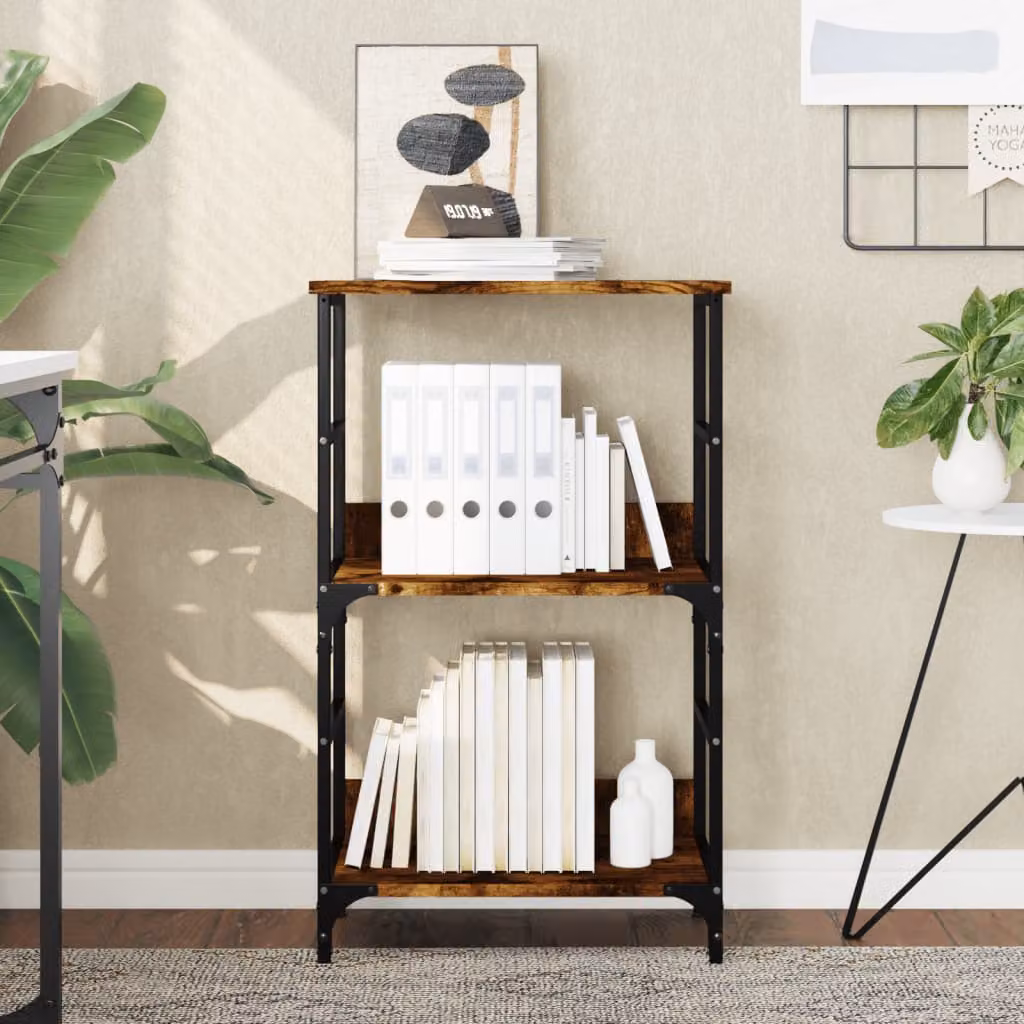 Libreria stile industriale vidaXL in legno e metallo marrone, L 50 cm x P 33 cm x H 82 cm