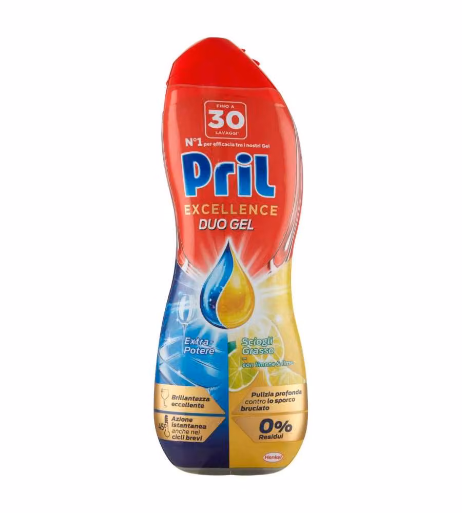 Pril Detersivo Lavastoviglie Gel Limone 540ml - Azione Sciogligrasso