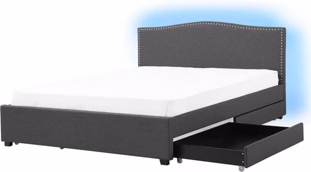 Struttura del letto Cassetto imbottito in tessuto grigio Storage 160 x 200 cm LED Multicolore Design tradizionale