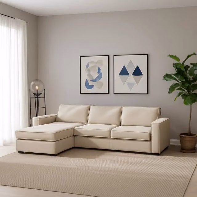 Divano ad angolo Anila TALAMO ITALIA con penisola contenitore sinistra, Beige, L: 280 cm, H: 90 cm, P: 95 cm
