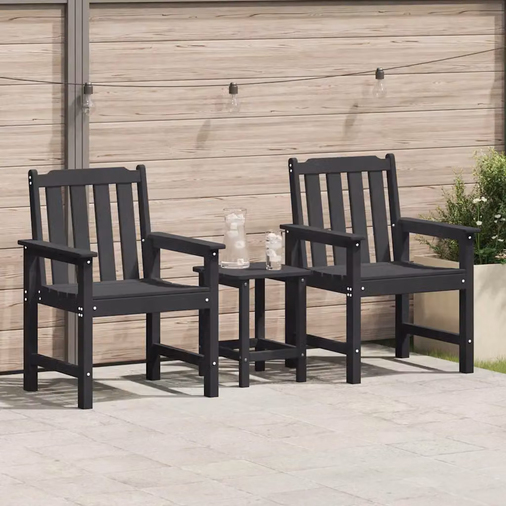 Set di 2 sedie da giardino moderne vidaXL in nero con braccioli