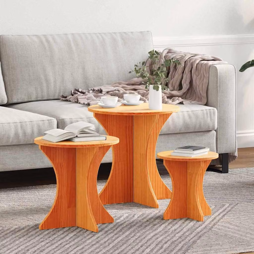 Maison Exclusive - Tavolino da caffè, set di 3 pezzi, color cera, 46 x 46 x 47 cm