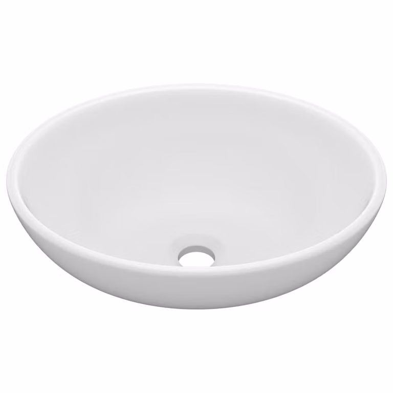 Lavandino Lusso Ovale Bianco Opaco 40x33 cm in Vetroceramica