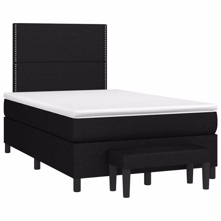 Giroletto a Molle con Materasso Nero 120x190 cm in Tessuto