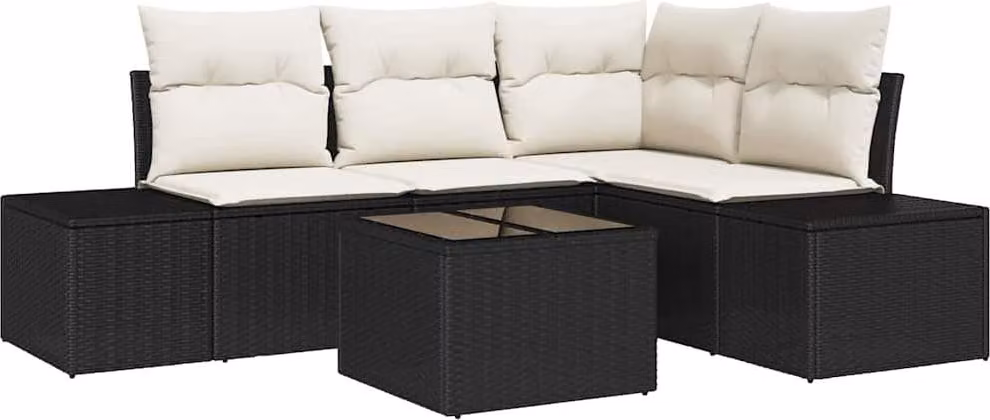 Set Divano da Giardino Marrone e Crema polyrattan