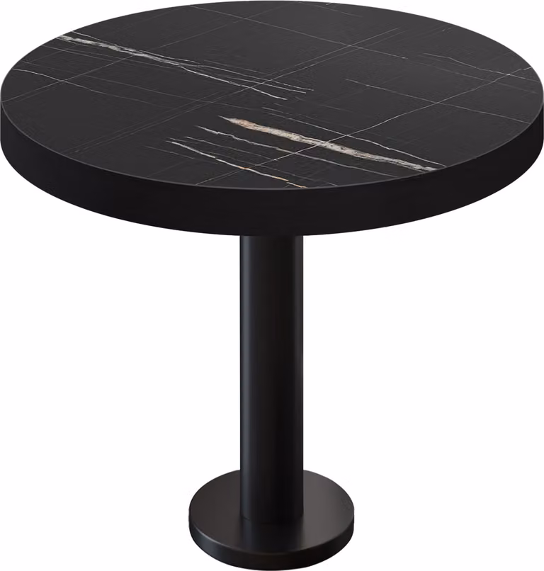 BML | Tavolino da bistrot | Ø:H 60 x 77 cm | Marmo nero / Nero | Rotondo | Bordo nero | Tavolino da bistrot / Tavolo da ristorazione
