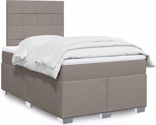 Letto Ibrido con Materasso vidaXL in Tessuto Beige, Bianco e Grigio L/P: 120 x 200 cm