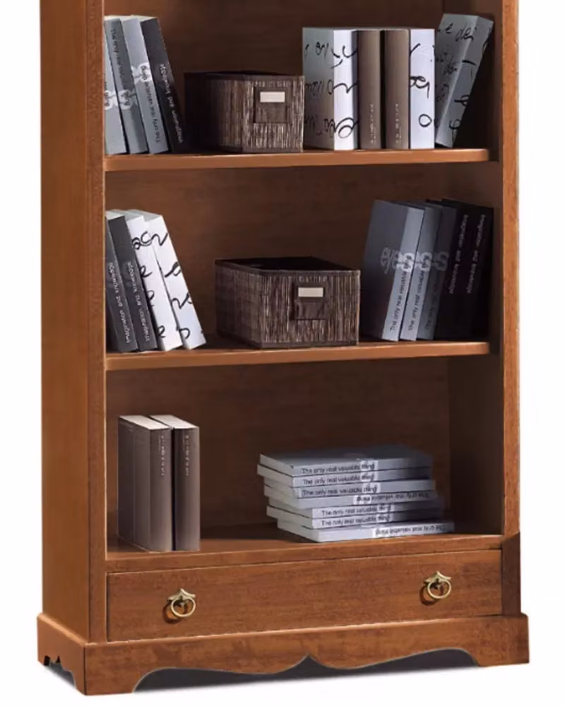 Libreria classica Mobili 2G con 4 ripiani e 1 cassetto, colore noce, L 94 cm x P 36 cm x H 189 cm – 3
