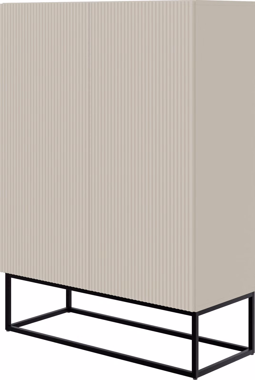Selsey Veldio - Mobile contenitore alto, 2 ante, color grigio-beige con struttura in metallo nero, 90 cm