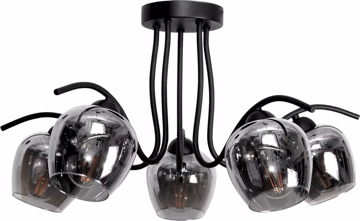Lampada da soffitto, lampada a sospensione, nero, vetro, grafite, 15-340 Rufi Grey