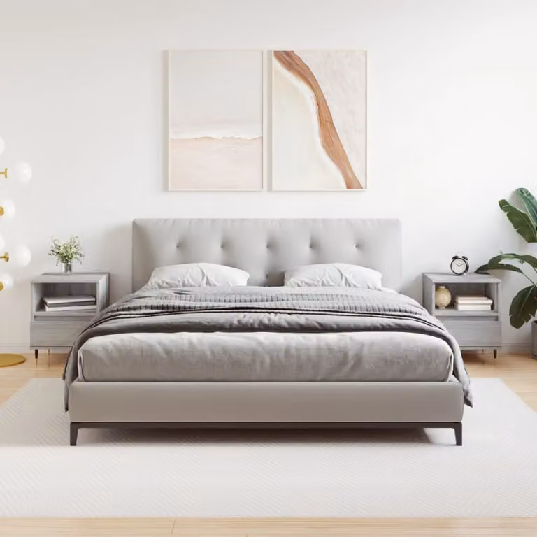 Set di 2 comodini sospesi vidaXL in legno e metallo, colore grigio, L 40 cm x P 35 cm x H 50 cm