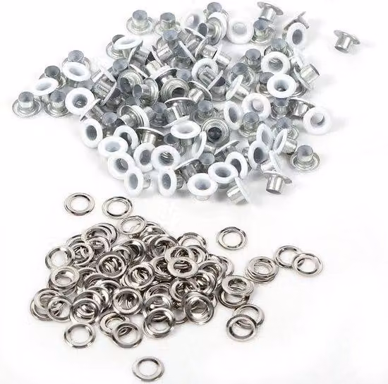 100 occhielli metallici rotondi da 4 mm, bianchi, per scrapbooking e lavori con il tessuto