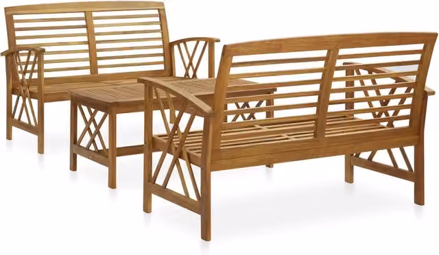 Set Divani da Giardino 3 pz in Legno Massello di Acacia 3057984
