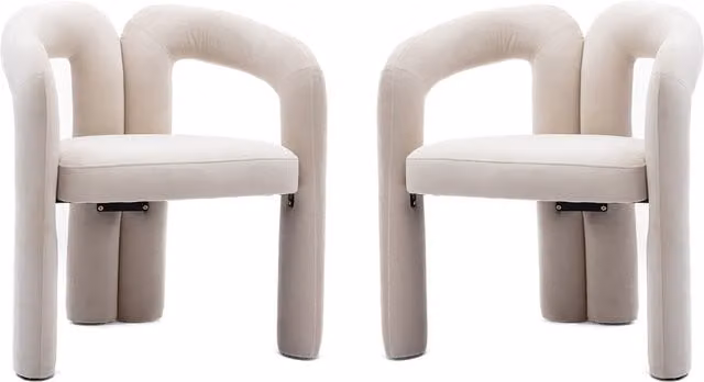 Set di 2 sedie da pranzo moderne Gomyway in velluto beige con gambe in legno, L: 50,5 cm, P: 64 cm, H: 71 cm