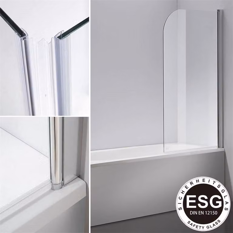Box doccia in vetro 140x80 cm Parete pieghevole per vasca da bagno Girevole Guarnizione Accessorio