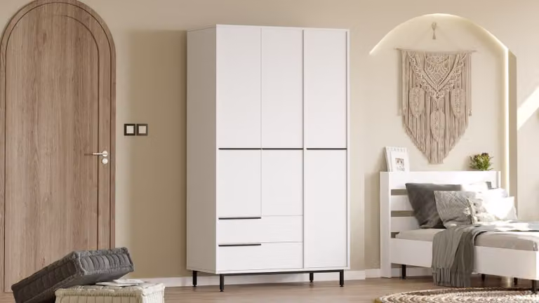 Skye Decor, On15-W, armadio, 100% PANNELLI DI PARTICELLE RIVESTITI IN MELAMMINA, bianco, 112,2 x 55 x 195,6 cm