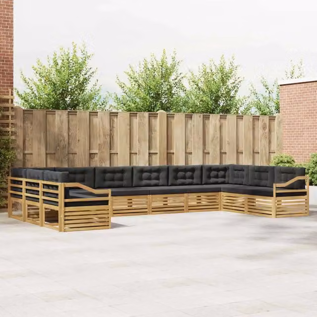 Set di divani da giardino a L con 10 pezzi vidaXL in legno di acacia grigio – 1