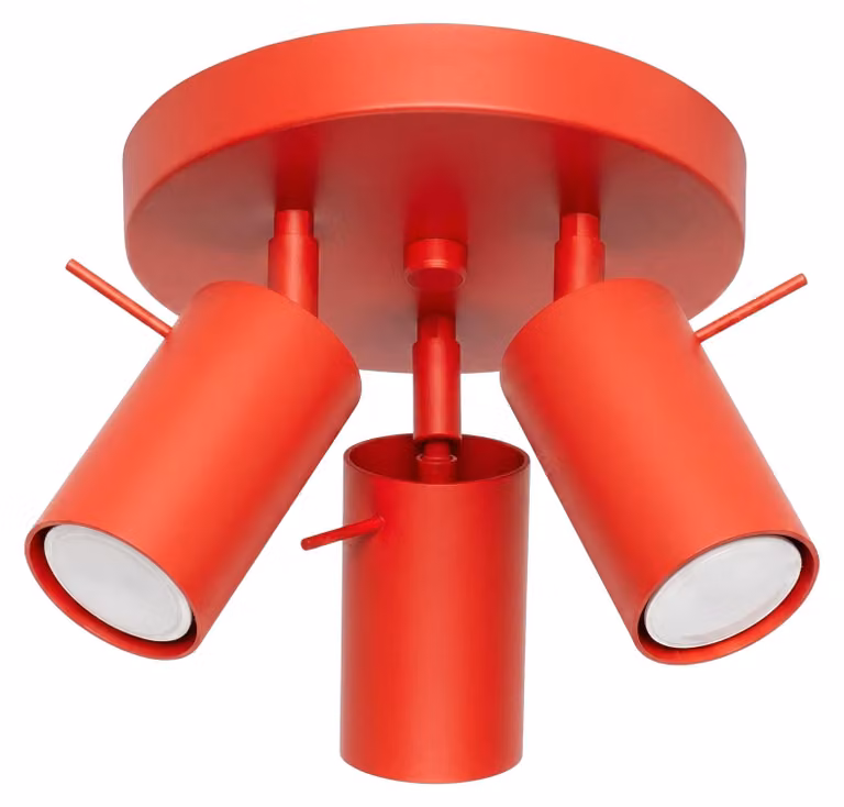 Plafoniera RING 3P rossa 3xGU10 10W in acciaio 14,5x25,7x25,7 cm Sollux Lighting