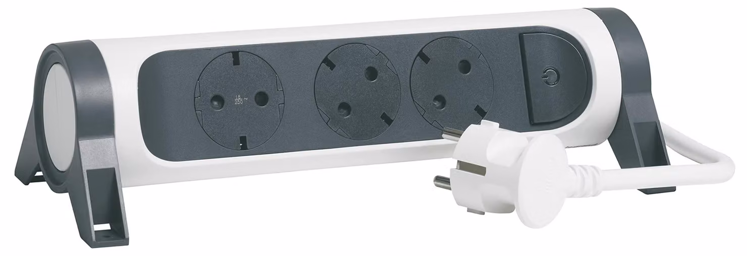 Presa multipla con interruttore legrand 694527/ 3 prese di corrente / bianco e grigio scuro