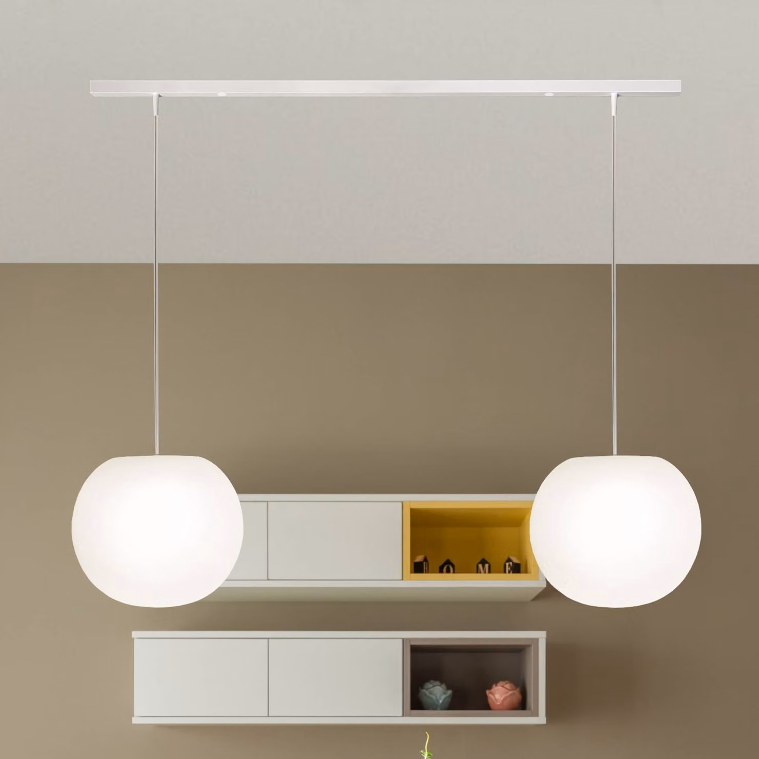 Casablanca Lampada a sospensione Acai, dimmerabile, Bianco / Opale, Soggiorno / Sala da pranzo, Vetro, Lampada a sospensione