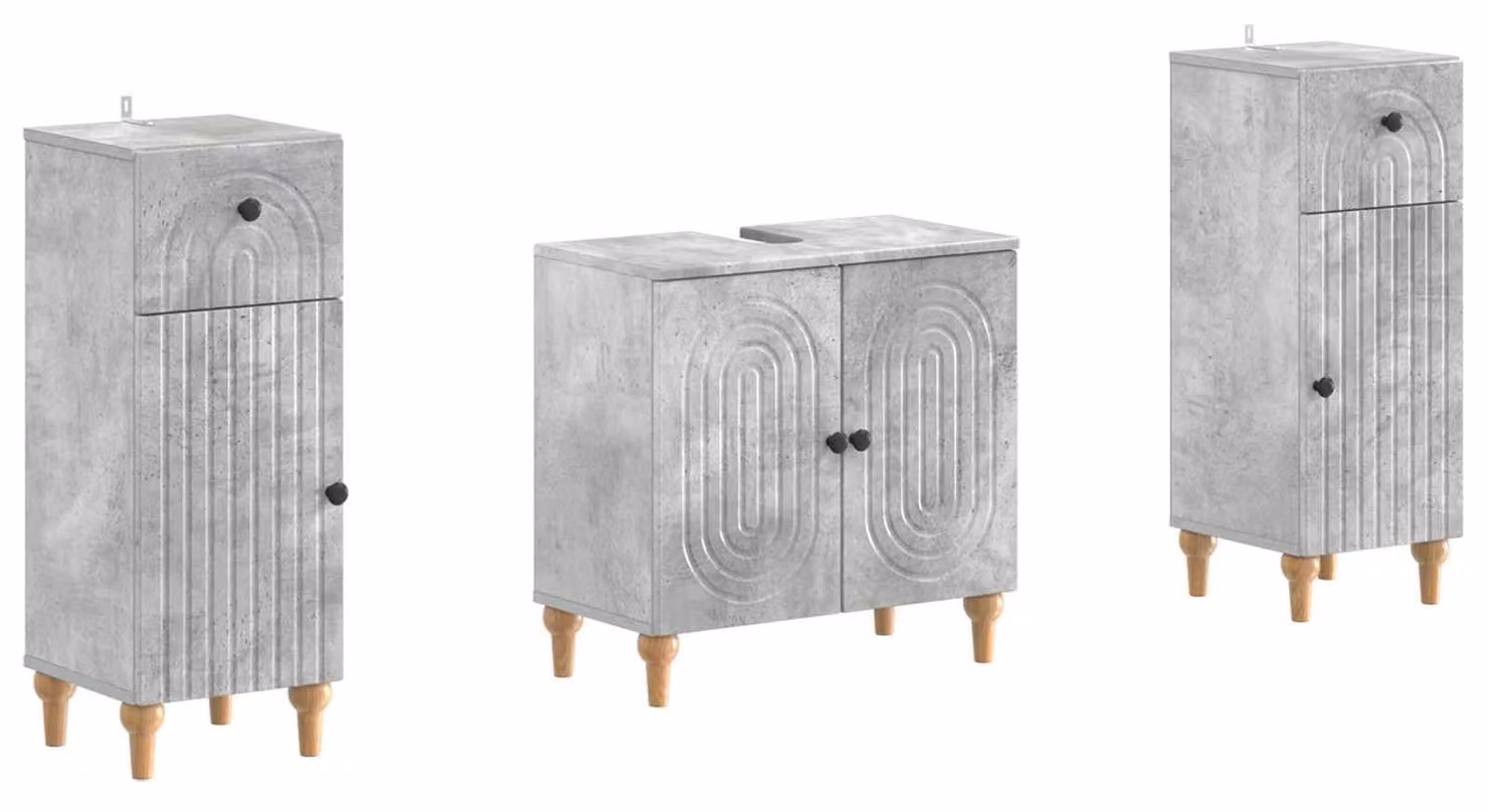 Set di due mobili da bagno ALKMAAR, colore grigio cemento