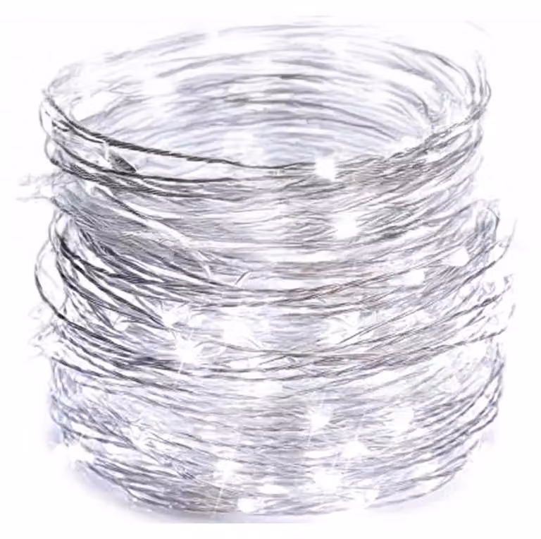 Catena luminosa da 4 metri, filo di rame, alimentazione a batteria, luce bianca fredda