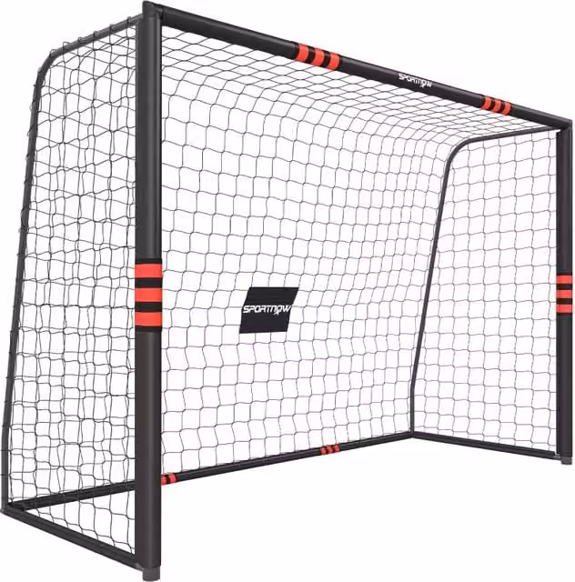 Porta da calcio per giardino 300 x 200 cm. Robusta porta da esterno con rete, imbottitura, picchetti di fissaggio a terra e rivestimento antiruggine.