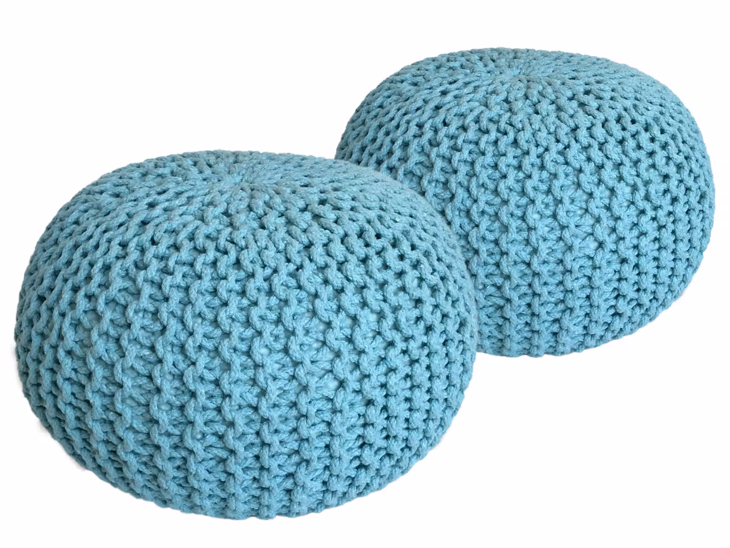 Set di 2 pouf a maglia pouf sedile pouf sedile pouf cuscino da terra Ø 55cm menta/menta