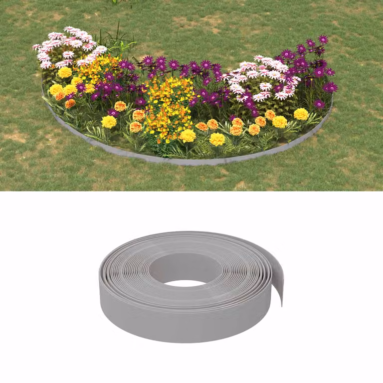 Bordura per giardino vidaXL in plastica grigia, Lunghezza: 25 m, Altezza: 10 cm