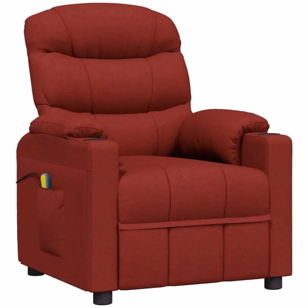 Poltrona relax reclinabile vidaXL in tessuto rosso con braccioli e struttura in legno e metallo – 2