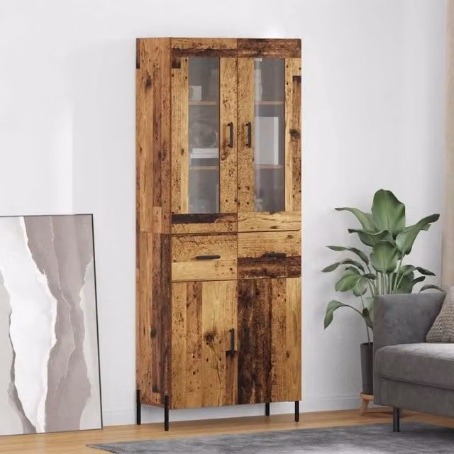 Credenza moderna vidaXL in legno ingegnerizzato marrone con ripiani interni e ante, L/P/H: 69,5 x 34 x 180 cm – 1