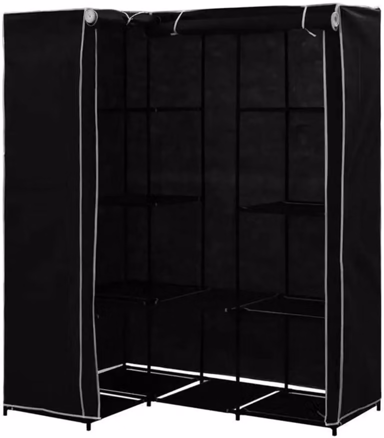 Armadio - Armadio angolare - Tessuto non tessuto - 129 x 87 cm - Mobili per camera da letto - Nero
