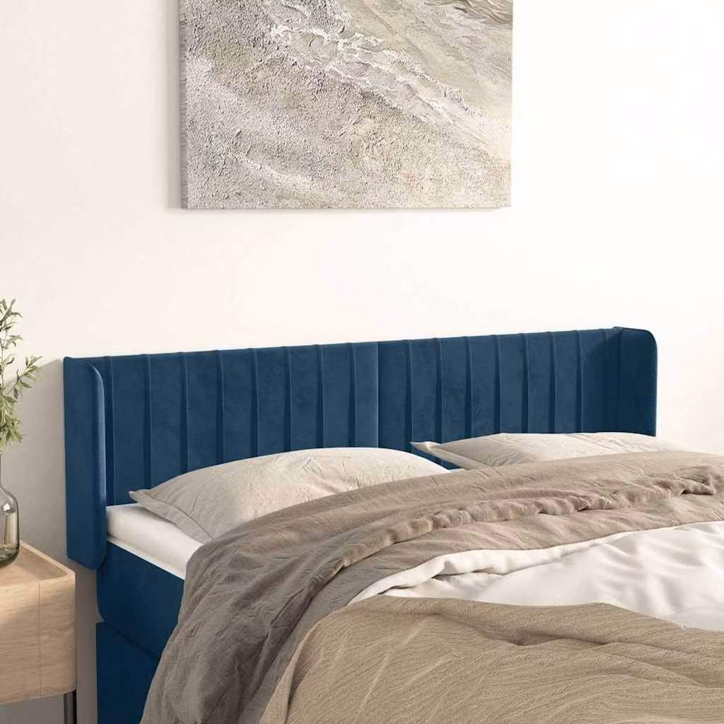 Testiera ad orecchio vidaXL in velluto blu scuro L: 147 cm, P: 16 cm, H: 78-88 cm