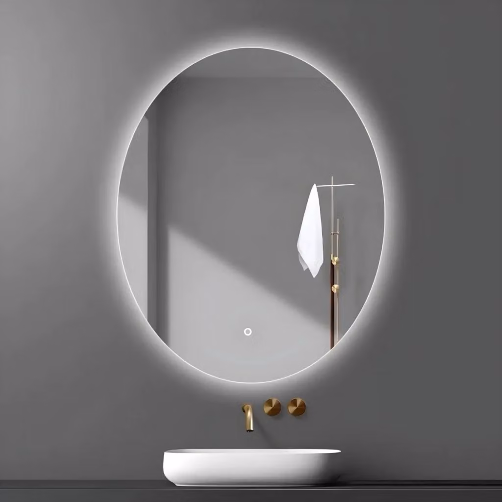 Specchio ovale retroilluminato con LED dimmerabile e interruttore touch OGOMONDO L: 60 cm, H: 80 cm – 2