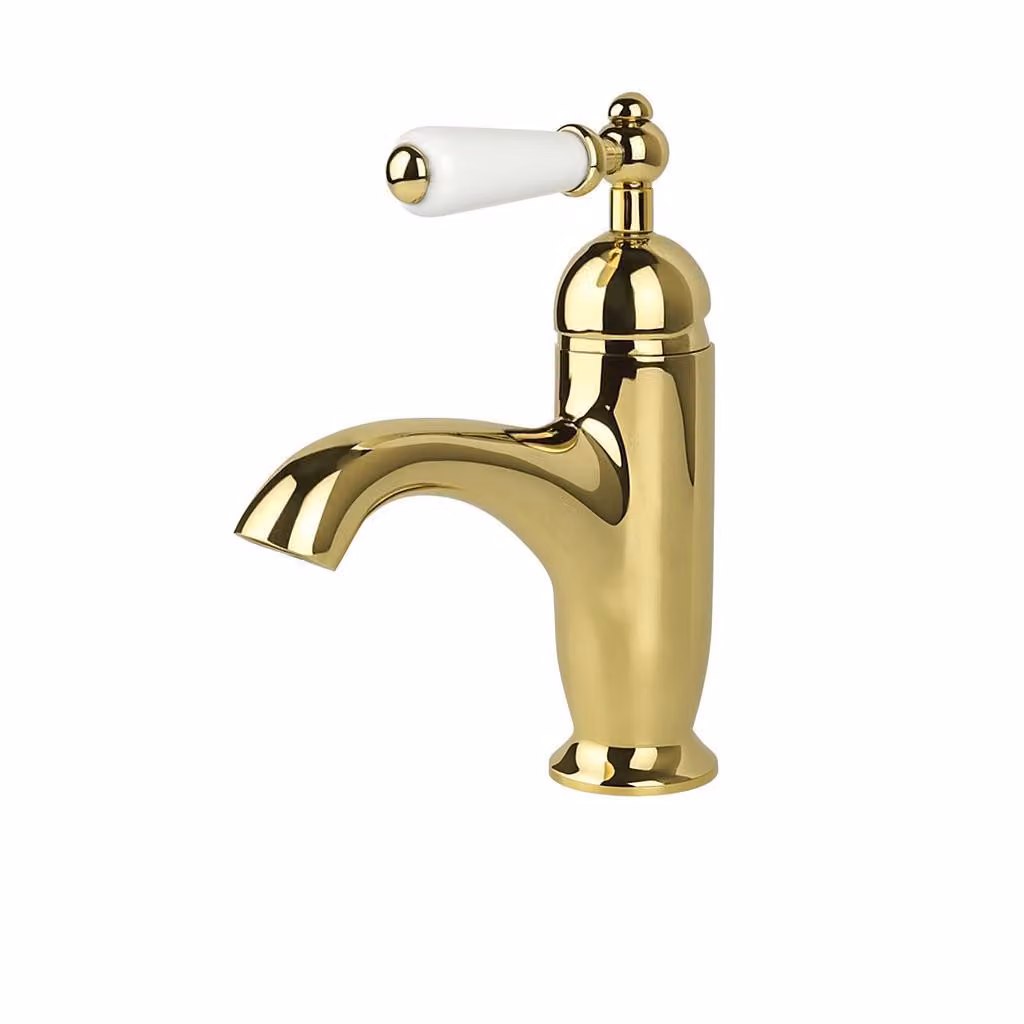 Miscelatore per lavabo verticale MILFORD oro retrò Lauferi