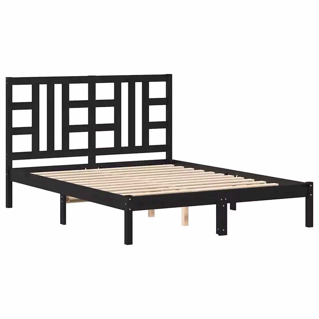 Giroletto vidaXL in legno massello di pino nero con doghe fisse L/P/H: 195.5 x 140 x 31 cm – 2