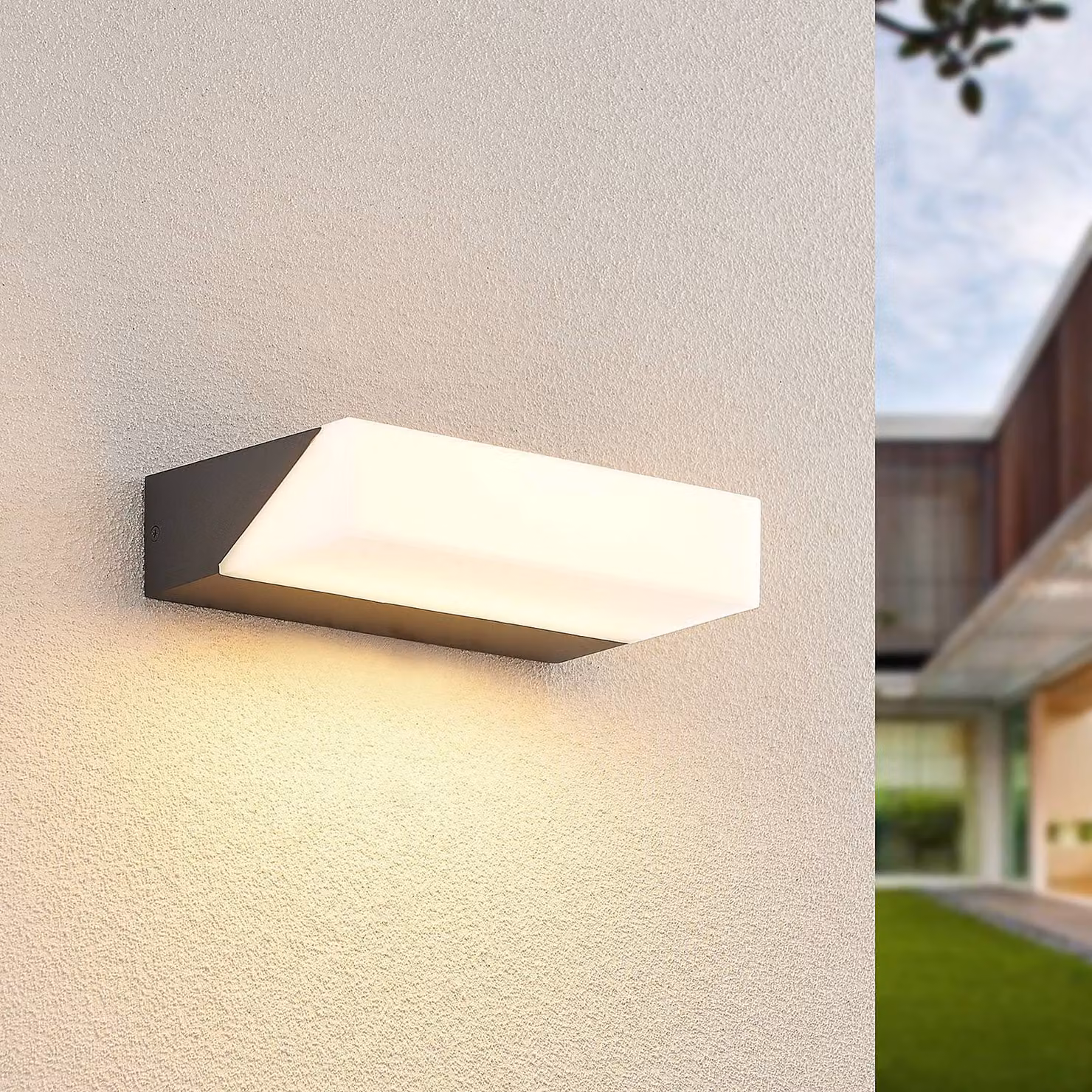 Applique da esterni a LED Golnar Lucande, Nero, Alluminio, Moderno, Applique LED da esterni