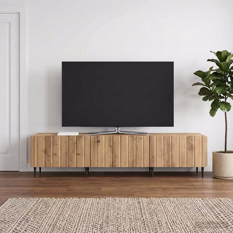 Mobile TV vidaXL in Rovere Artigianale con Ruote, L/P/H: 147 x 34,5 x 32 cm