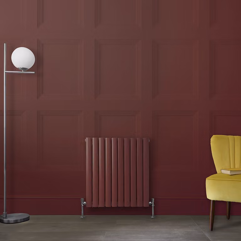 Radiatore di Design Orizzontale Rosso (Booth Rosso) - 635mm x 590mm - Pannello Doppio  - Revive
