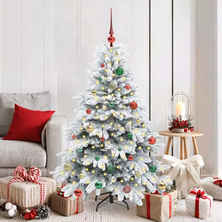 Albero di Natale artificiale bianco vidaXL con 150 LED luce bianca calda in PE e PVC, Altezza: 150 cm