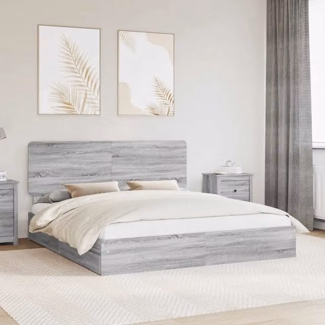 Letto con Contenitore con cassetto Grigio Sonoma 180 x 200 cm 3412663