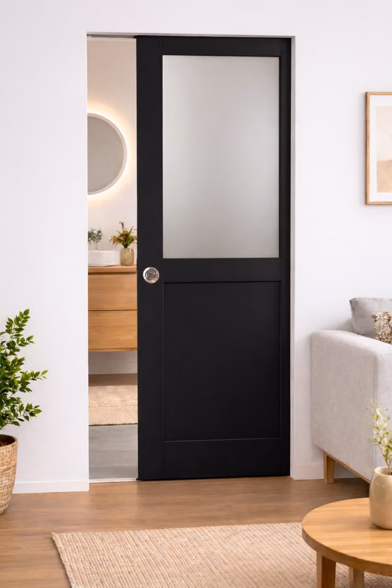 Porta scorrevole Athena nera H204 x L73 cm, incasso Gd Menuiseries