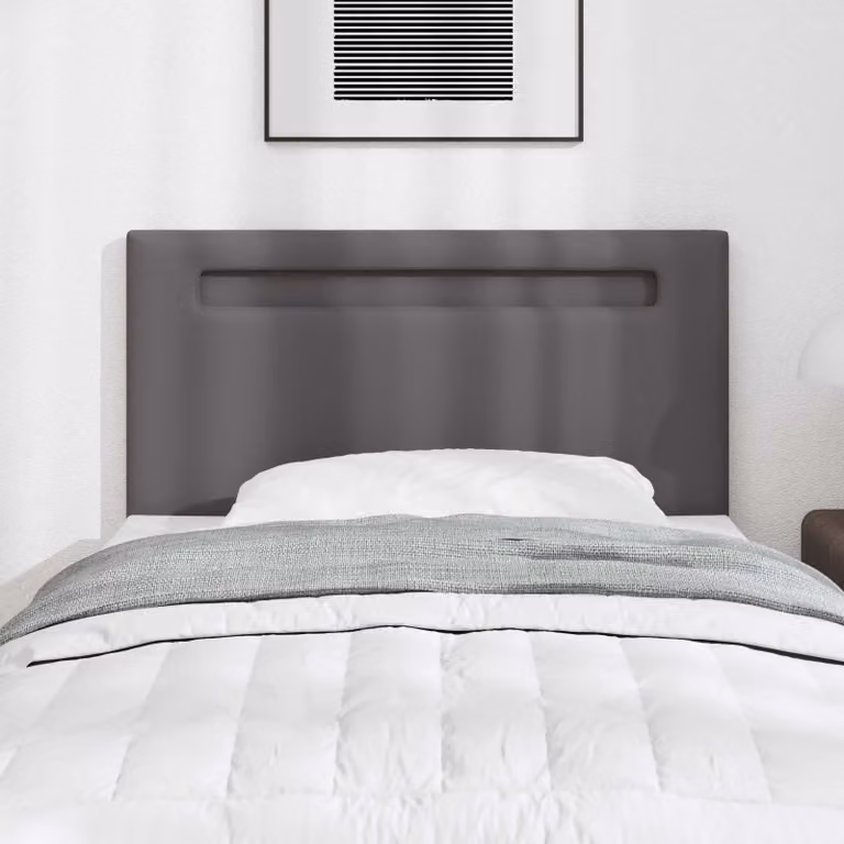 Testiera per letto con illuminazione LED vidaXL in pelle sintetica grigia, Larghezza: 100 cm